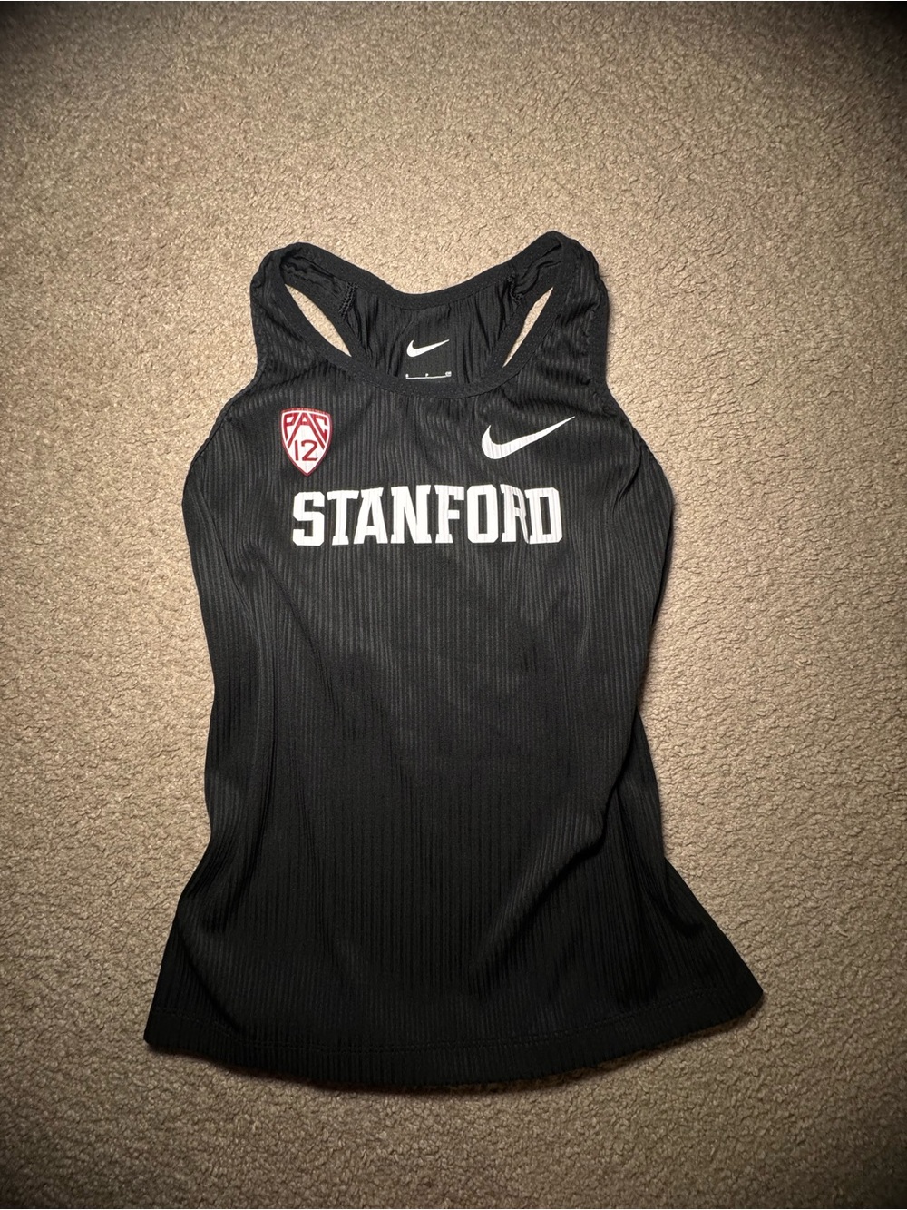 Nike Black Stanford Racerback Tank with White Logo